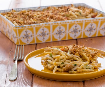 Trofie au four avec calamars et chou-fleur