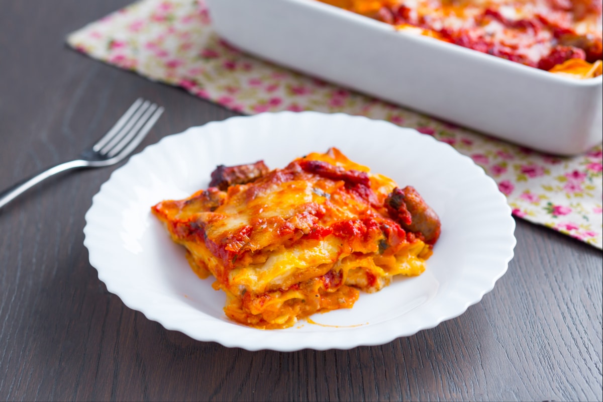 Lasagnes potiron et saucisse