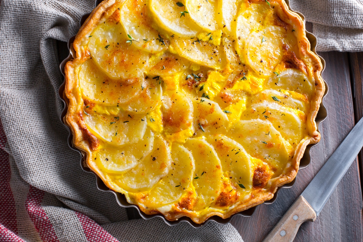 Tarte salée aux pommes de terre et mortadelle