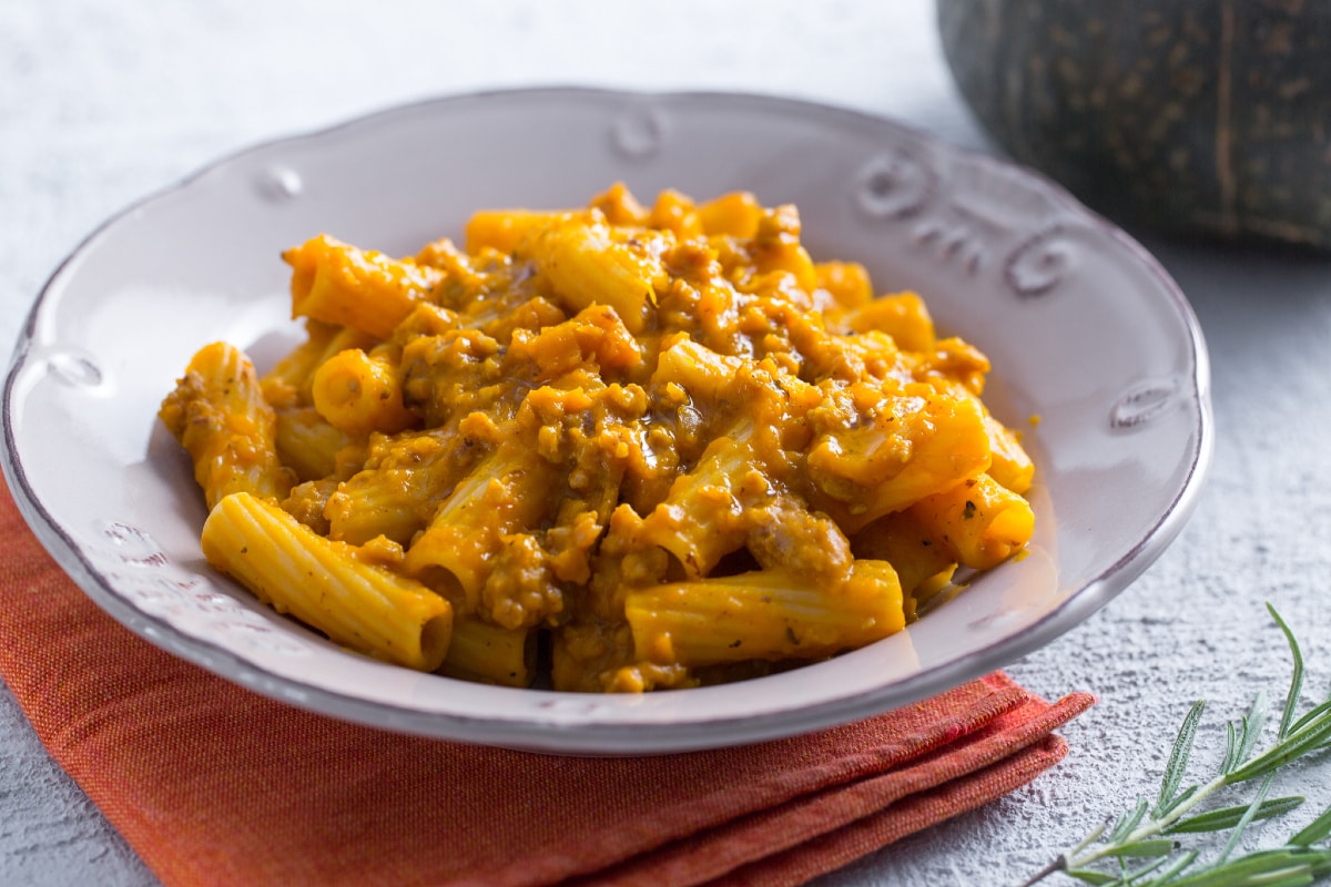 Pâtes au potiron et saucisse