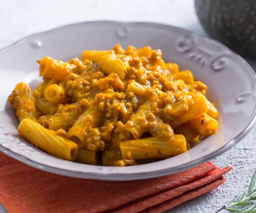 Pâtes au potiron et saucisse