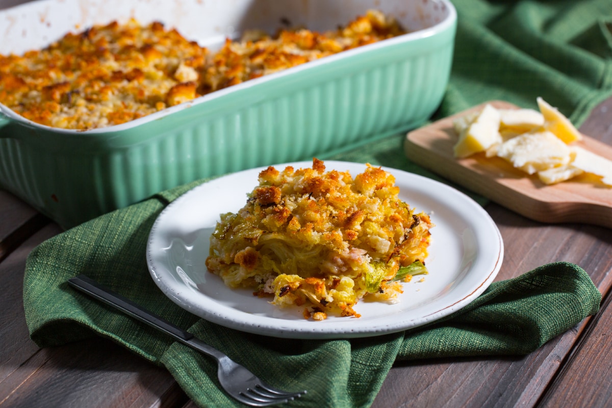 Chou vert gratiné au four