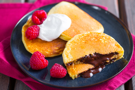 Pancakes fourrés au chocolat