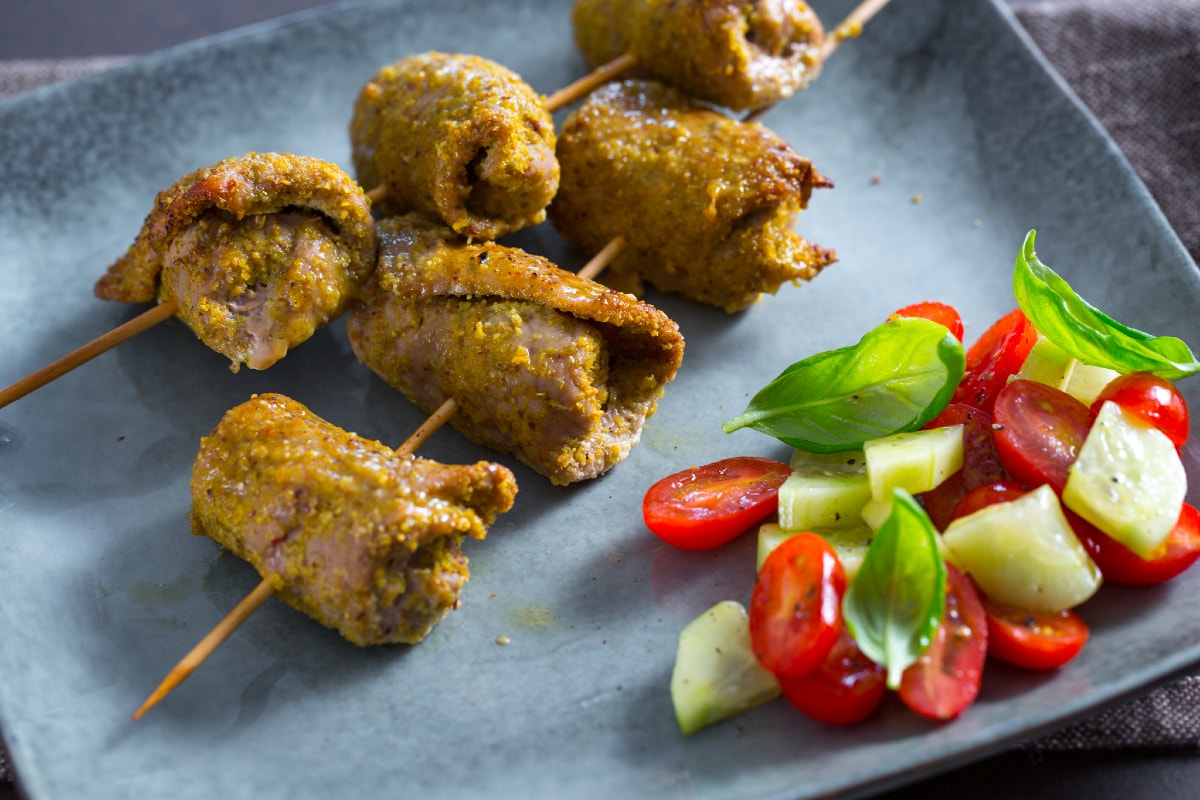 Brochettes de roulades aux pistaches