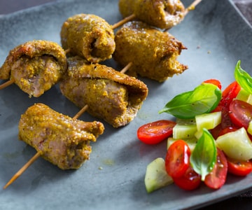Brochettes de roulades aux pistaches