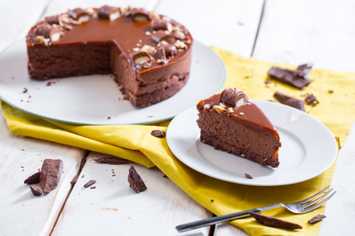 Cheesecake au chocolat et caramel au beurre salé