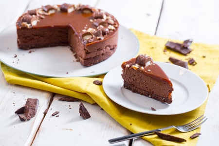 Cheesecake au chocolat et caramel au beurre salé