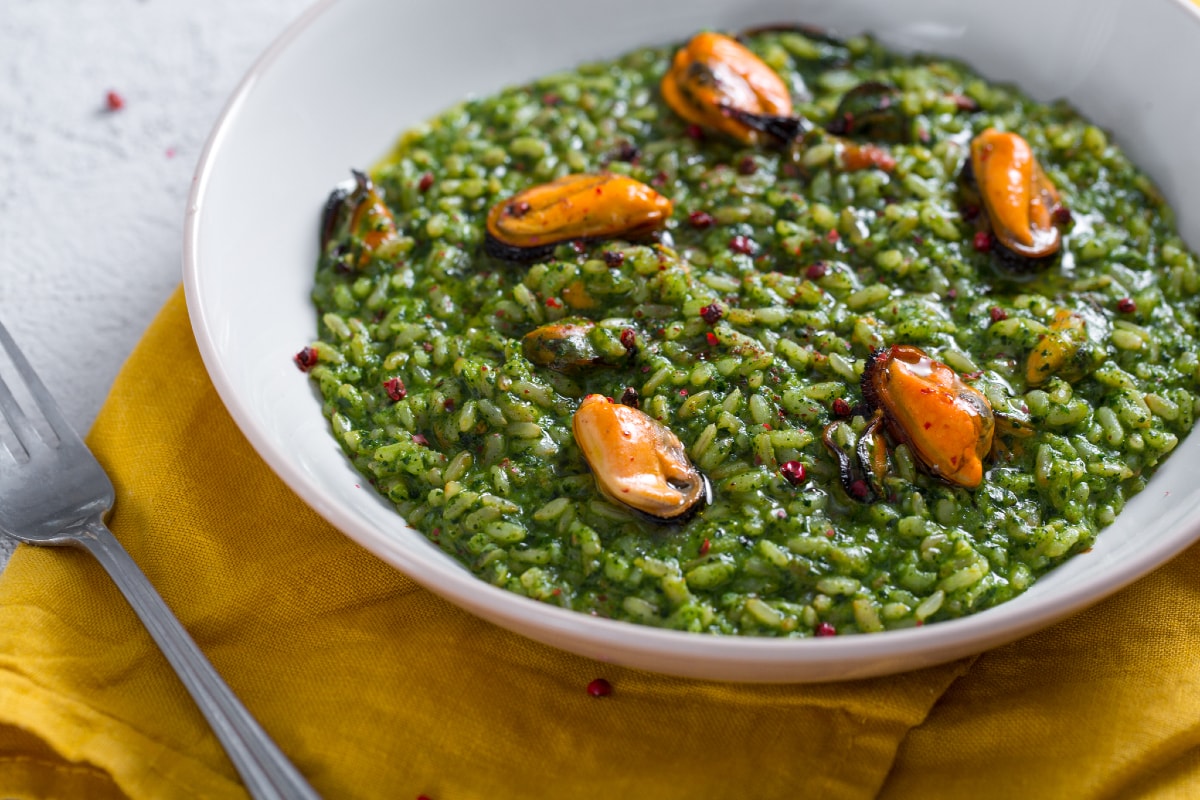 Risotto au chou noir et moules