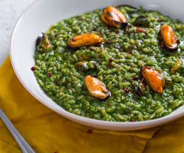 Risotto au chou noir et moules