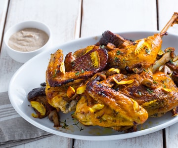 Poulet aux herbes et champignons