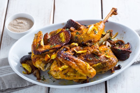 Poulet aux herbes et champignons