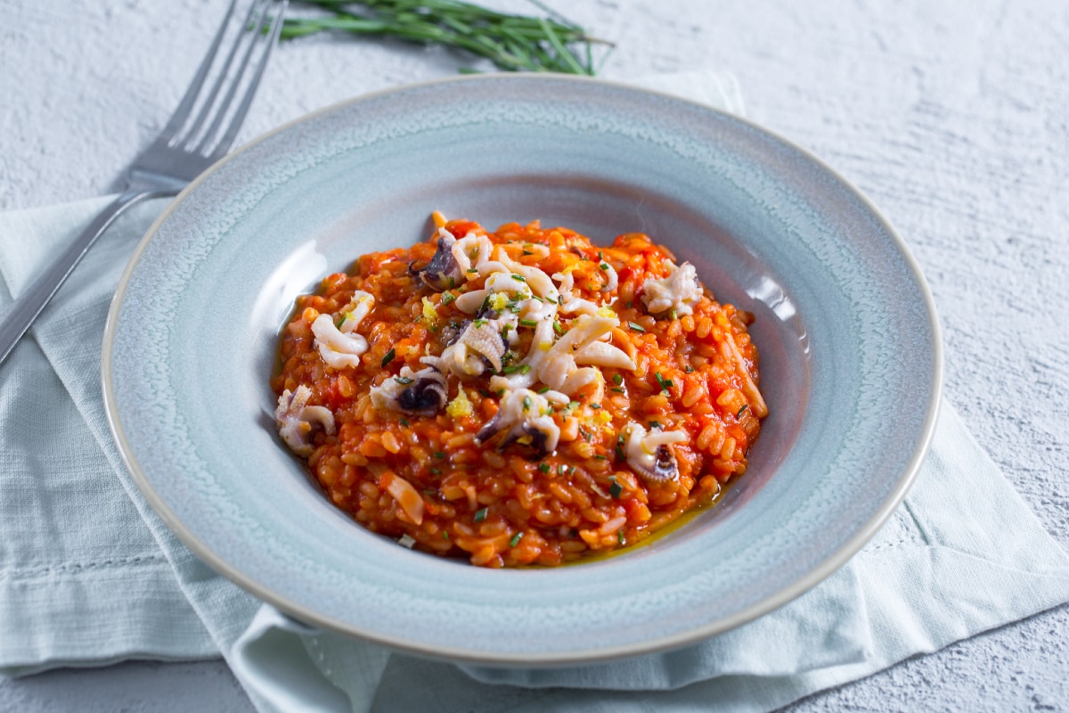 Risotto aux seiches et tomates