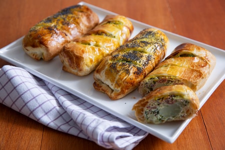 Mini strudel aux blettes, ricotta et speck