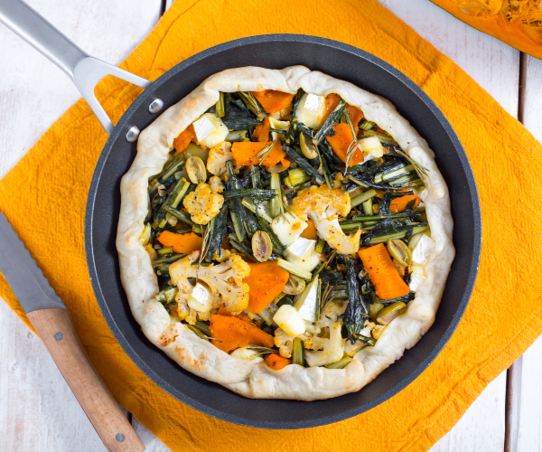 Tarte salée aux légumes à la poêle