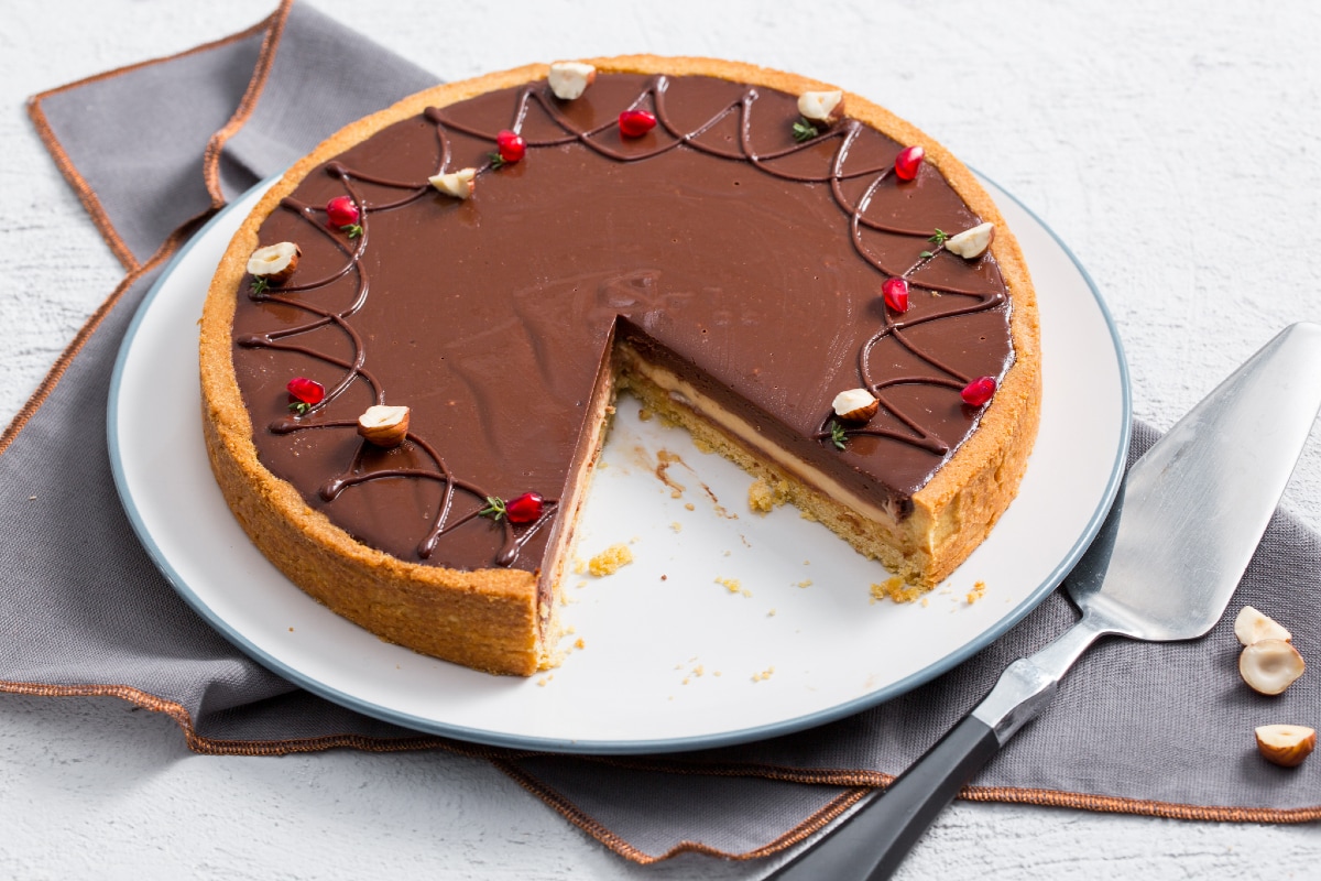 Tarte au yaourt au caramel salé et chocolat