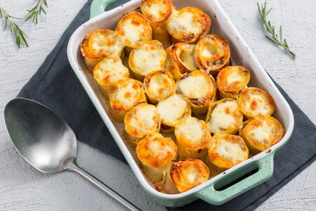 Nids de champignons, crème de potiron et mozzarella