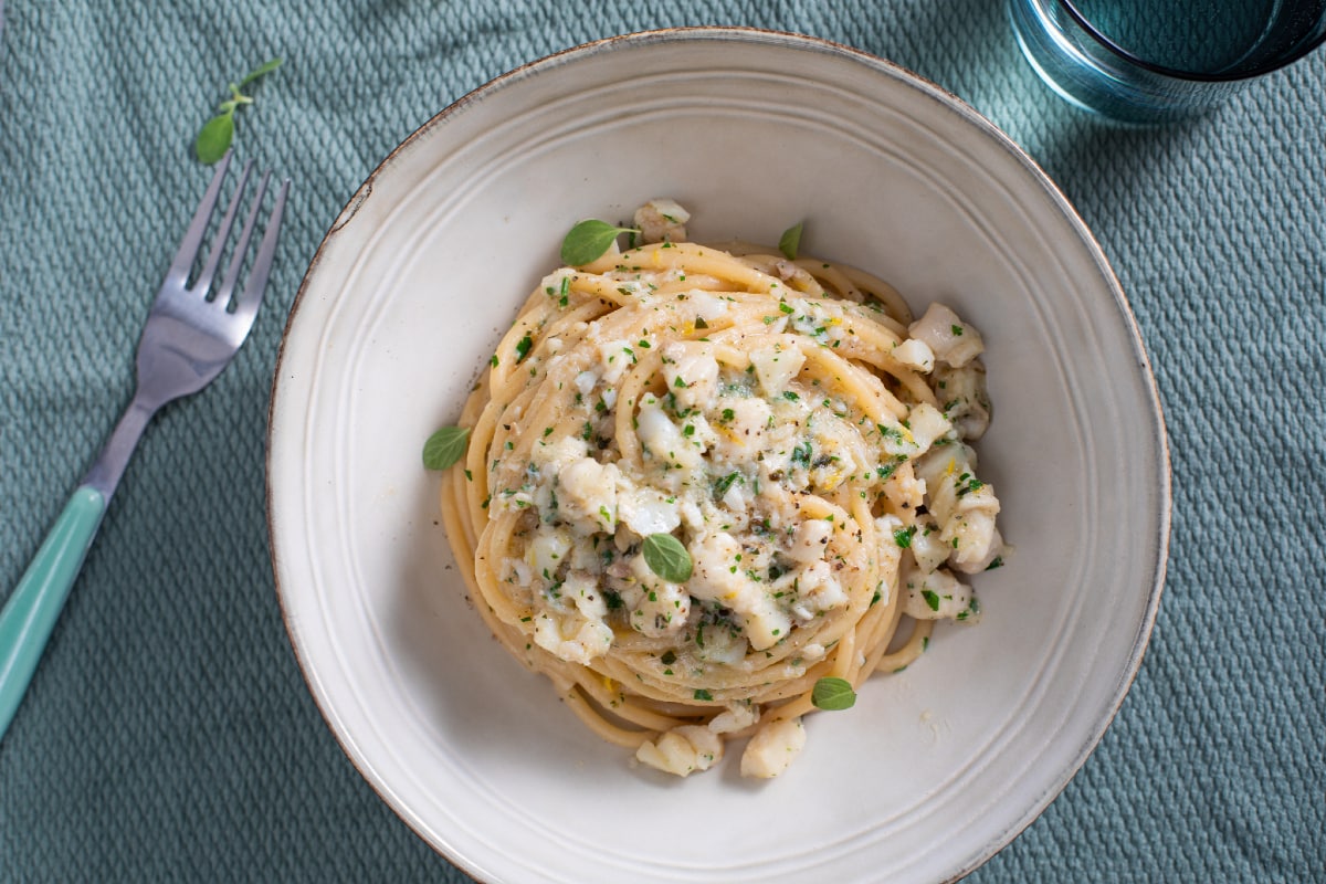 Pâtes au ragoût blanc de poisson