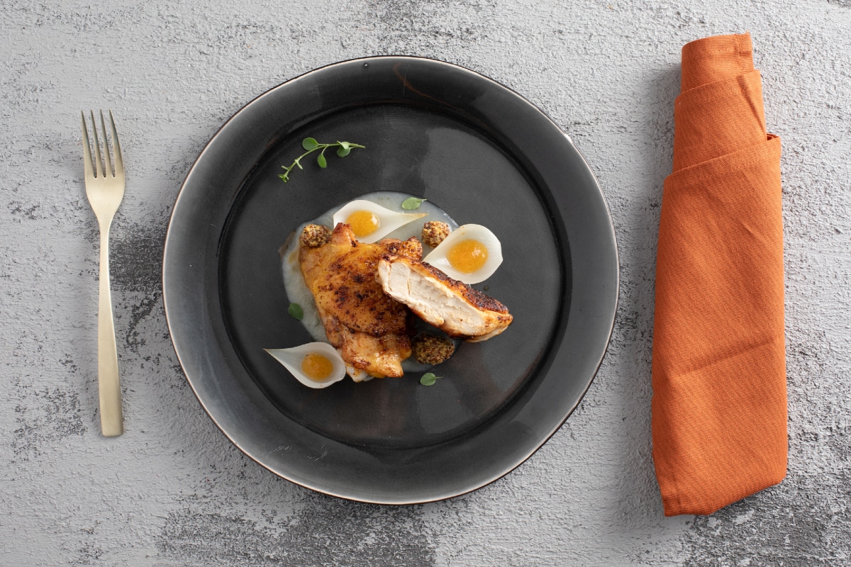 Poulet aux kakis et topinambours