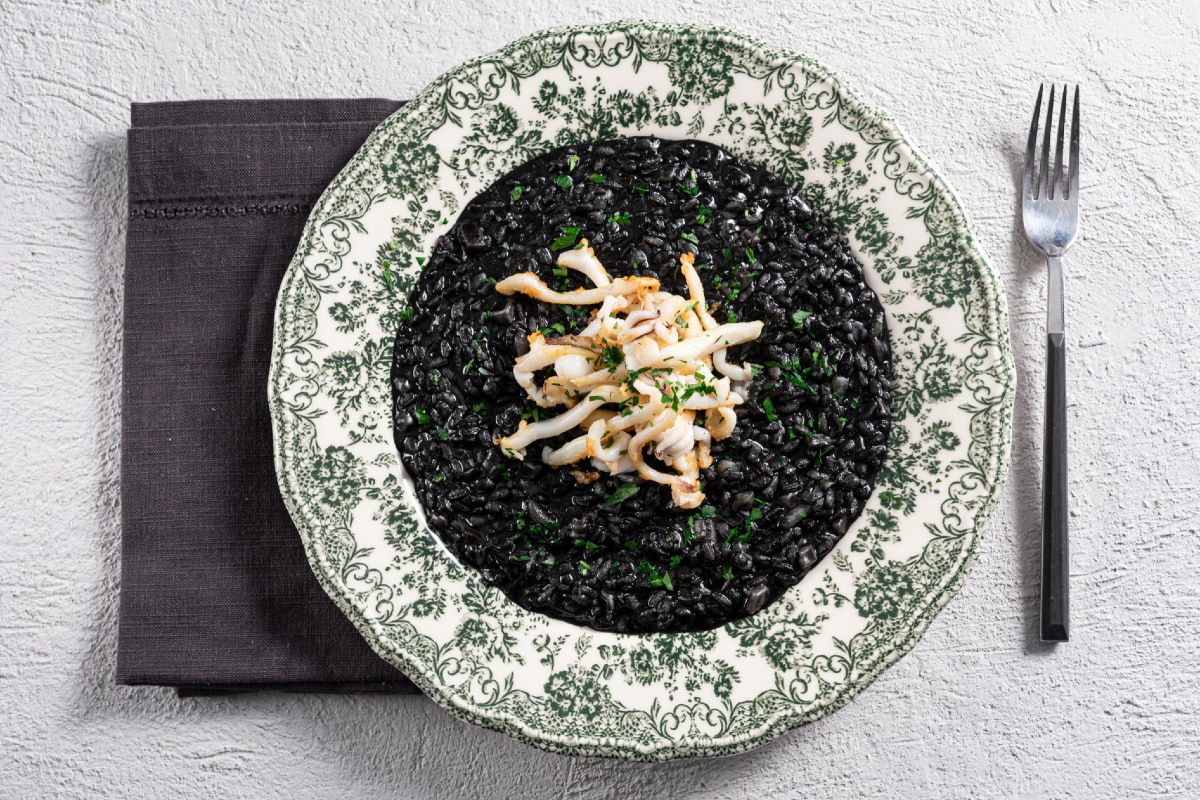 Risotto à l'encre de seiche