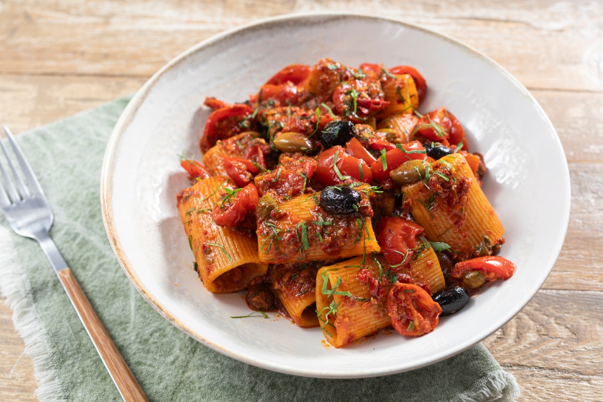 Rigatoni à la puttanesca et nduja