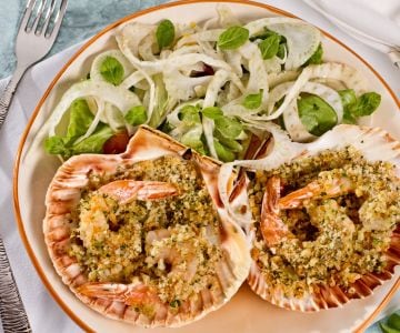 Crevettes gratinées