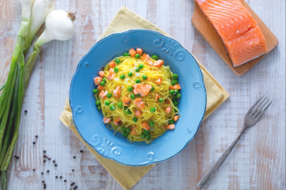 Tagliolini saumon et petits pois
