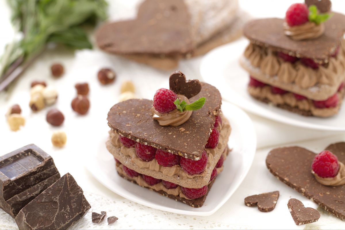 Cœurs au chocolat et framboises