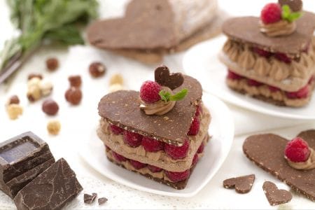 Cœurs au chocolat et framboises