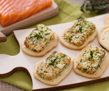 Saumon croustillant sur galettes