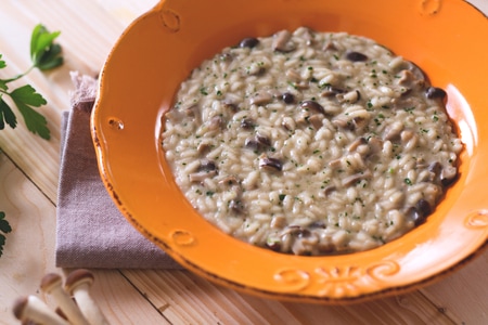 Risotto aux champignons de Paris et pleurotes