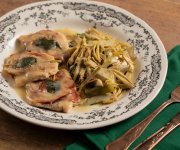 Saltimbocca d'espadon aux artichauts