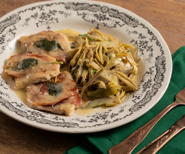 Saltimbocca d'espadon aux artichauts