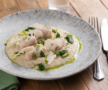 Roulade de sole avec crème de chou-fleur