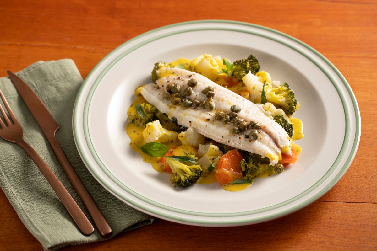 Sole en papillote avec légumes à la vapeur