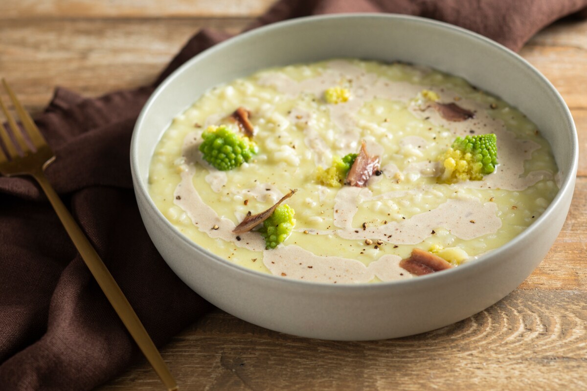 Risotto aux brocolis et bagna caoda rapide