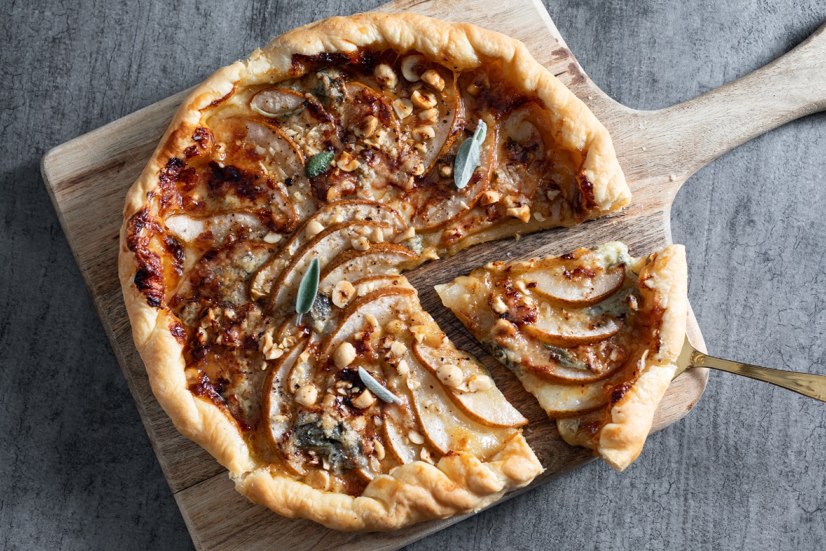 Tarte salée poires et gorgonzola