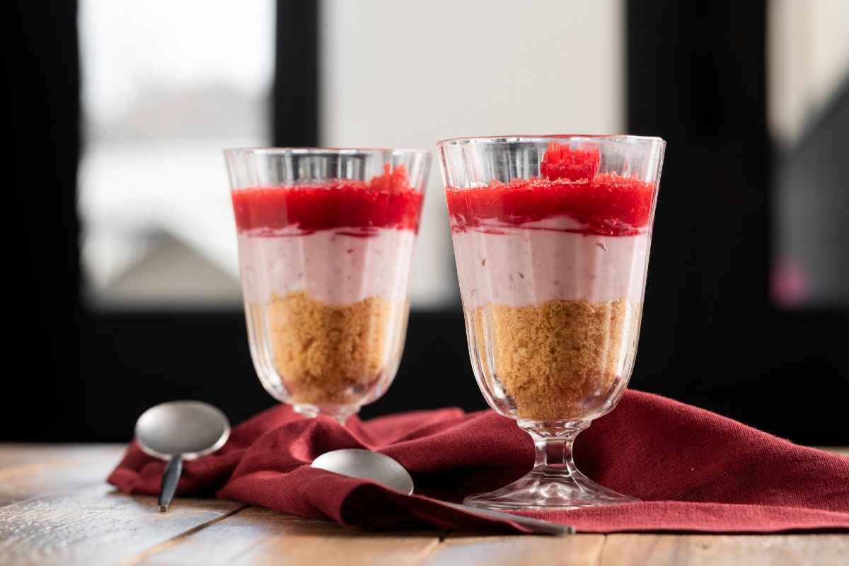 Verrines à la ricotta et aux framboises