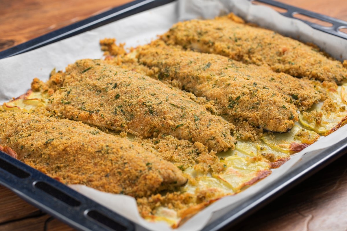Filetti di branzino gratinati