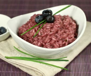 Risotto aux myrtilles sauvages et ciboulette