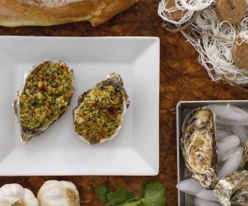 Huîtres gratinées aux anchois et câpres de Pantelleria