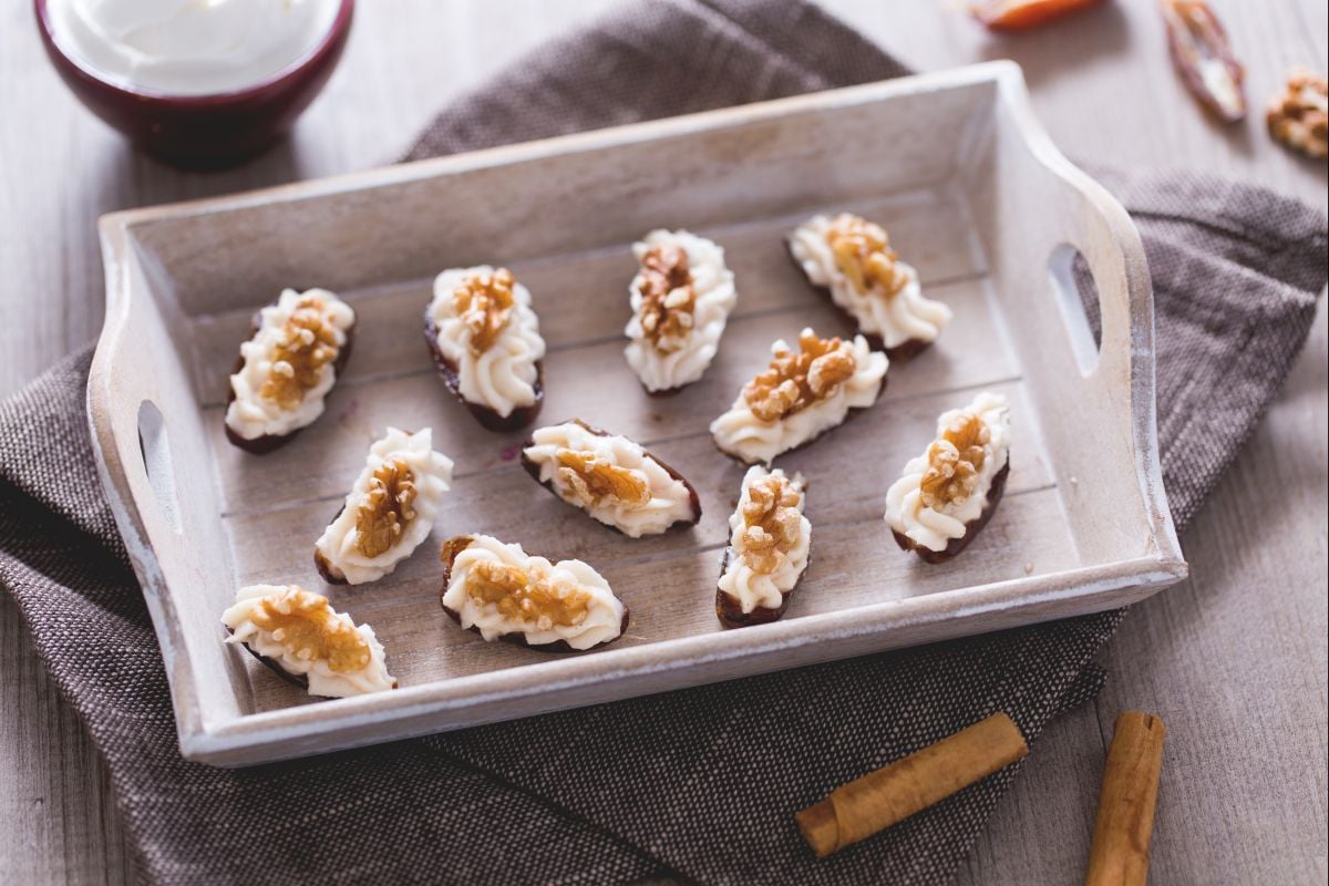 Dattes farcies au mascarpone et noix