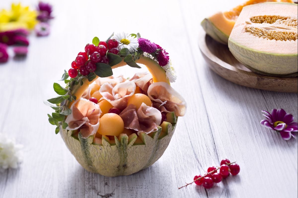 Corbeilles de jambon et melon