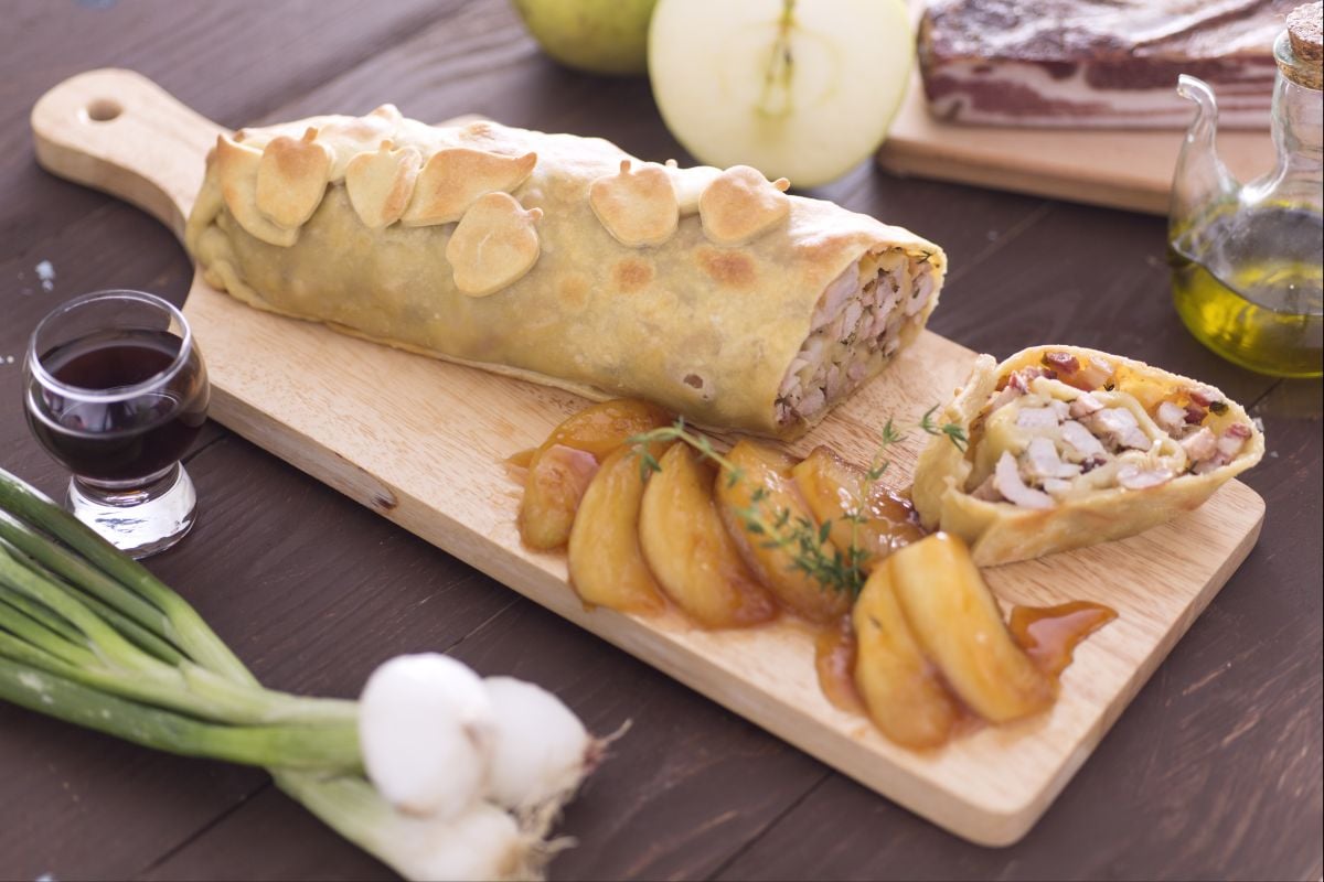Strudel de porc aux pommes au marsala