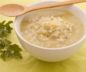 Soupe de riz aux poireaux et pommes de terre