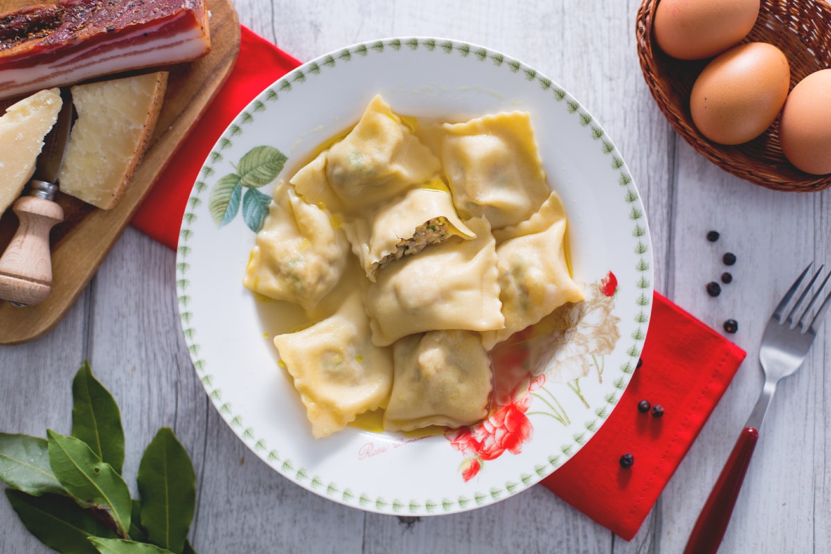 Raviolis avec bouillon de chapon