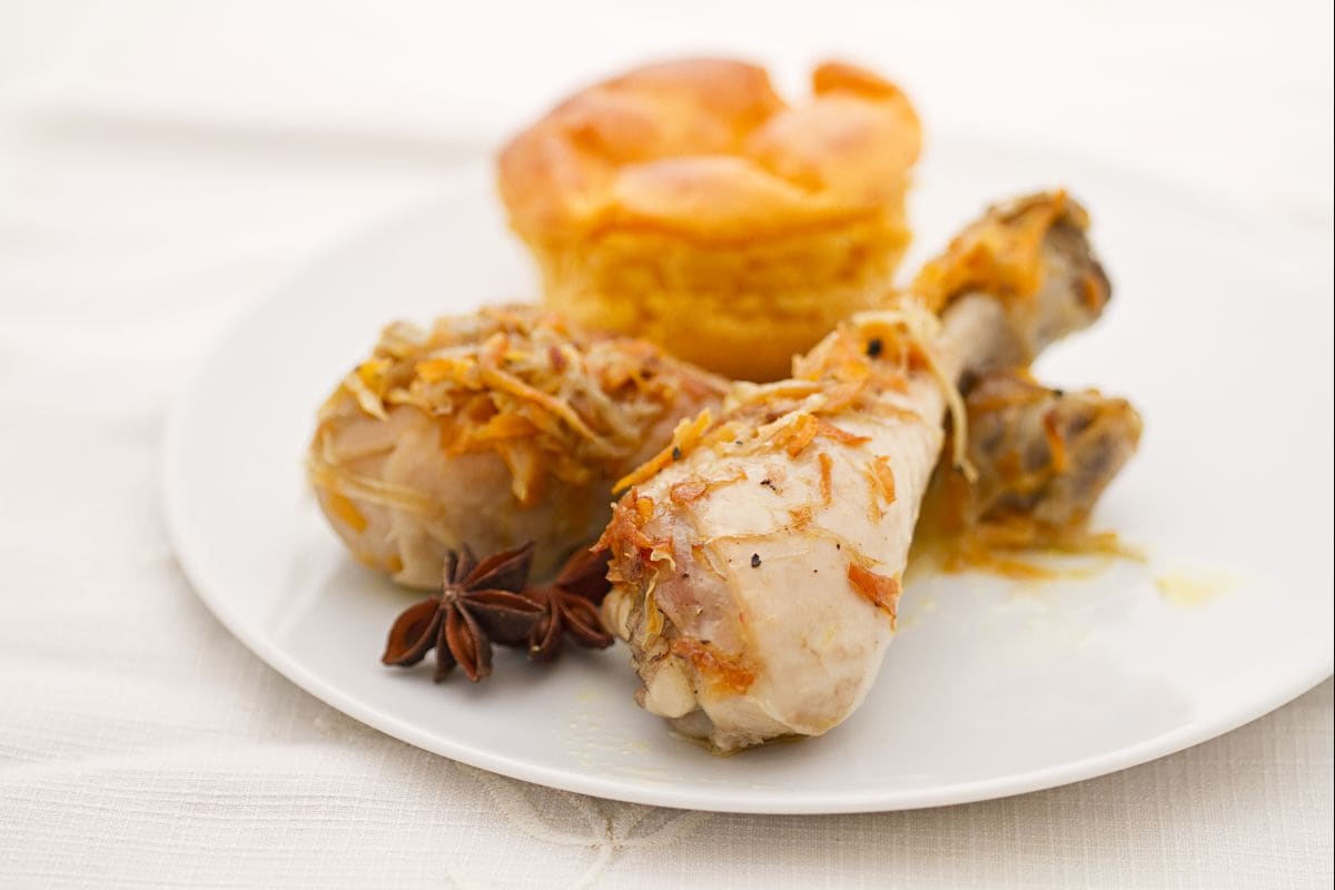 Poulet aux 4 saveurs avec flan de carottes