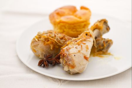 Poulet aux 4 saveurs avec flan de carottes