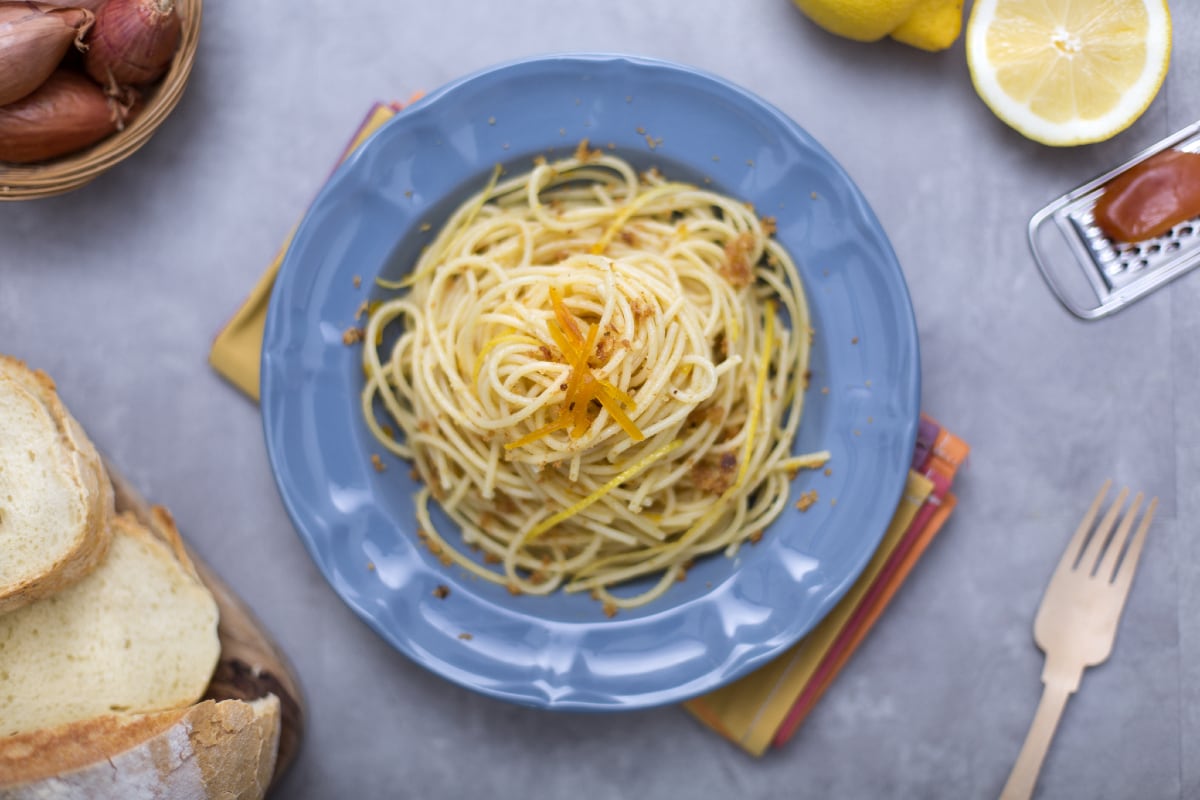 Spaghetti à la boutargue et chapelure
