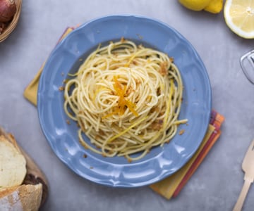 Spaghetti à la boutargue et chapelure