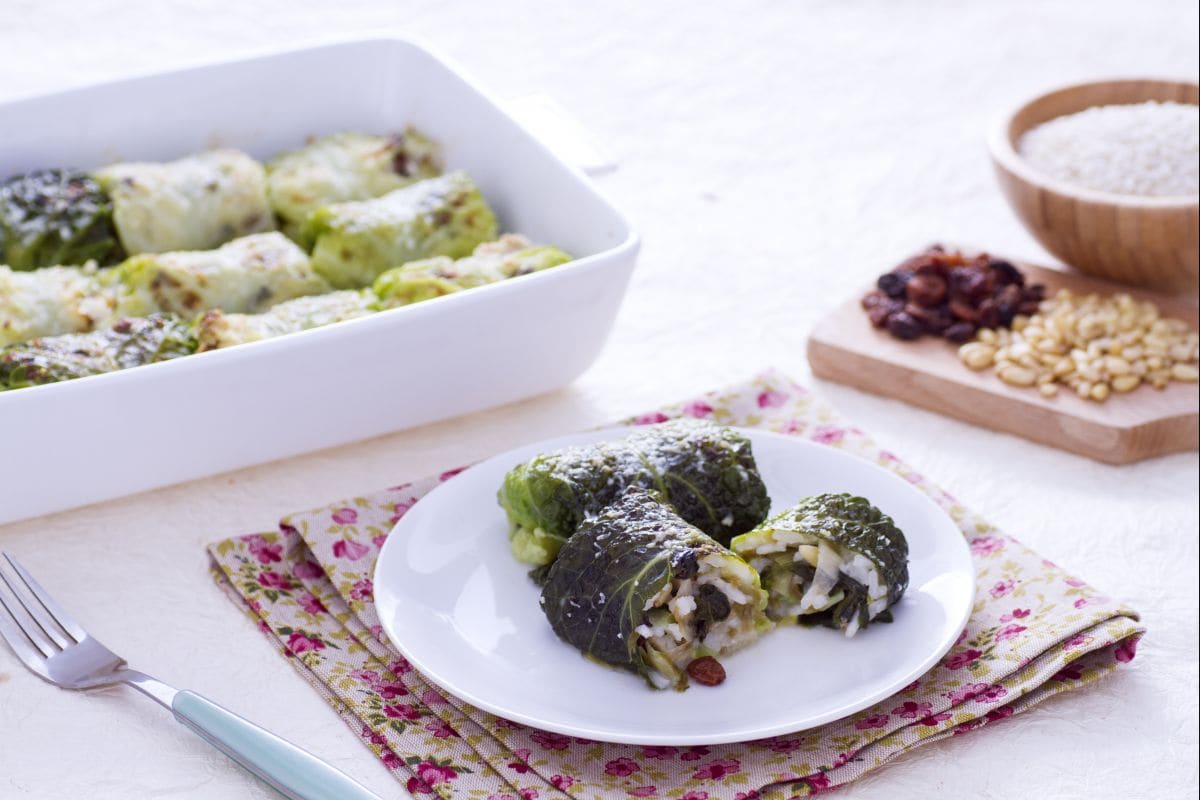 Roulades de chou farcies de riz et scarole